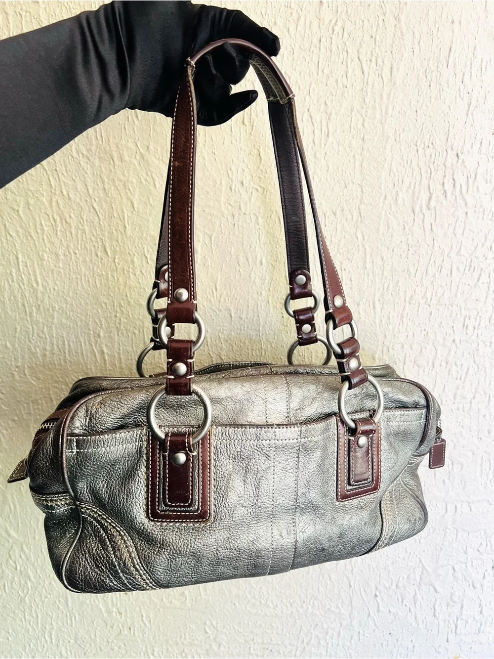 Coach Soho Shoulder Bag in Metallic Silver - Picture 1 of 13